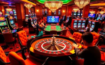 Exciting casino scene showcasing RR99 gaming with vibrant roulette and active players.