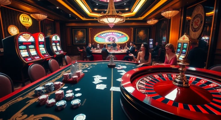 Engaged players at SV388's luxury casino table with poker chips and cards.