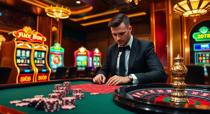 Experience the thrill at five88 with vibrant slot machines and casino tables.