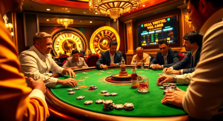 Engage with the thrilling games at the 58win club featuring casino tables and vibrant poker chips.