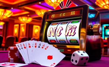 Nổ hũ slot machine lights up a luxurious casino scene full of excitement and winning opportunities.