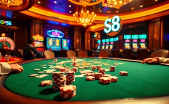 Engaging casino scene showcasing high-stakes S8 poker action with vibrant decor and luxury.