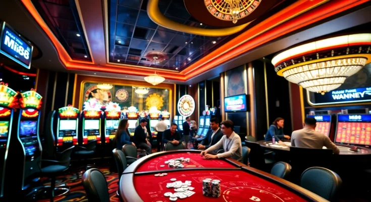 Players enjoying an immersive gaming experience at MI88's vibrant casino floor.