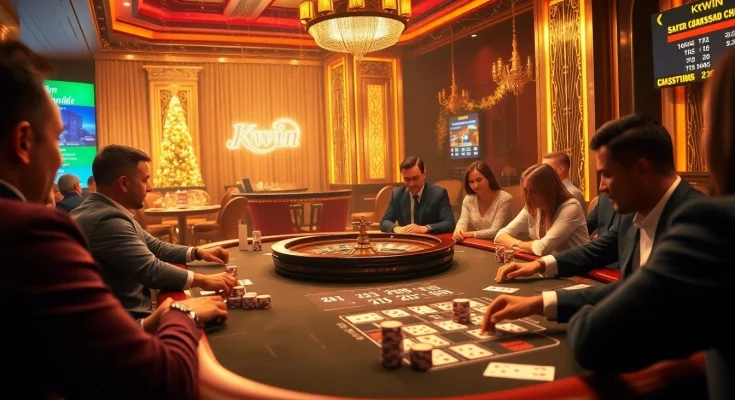 Kkwin players enjoying a luxury casino gaming experience at an elegant table.