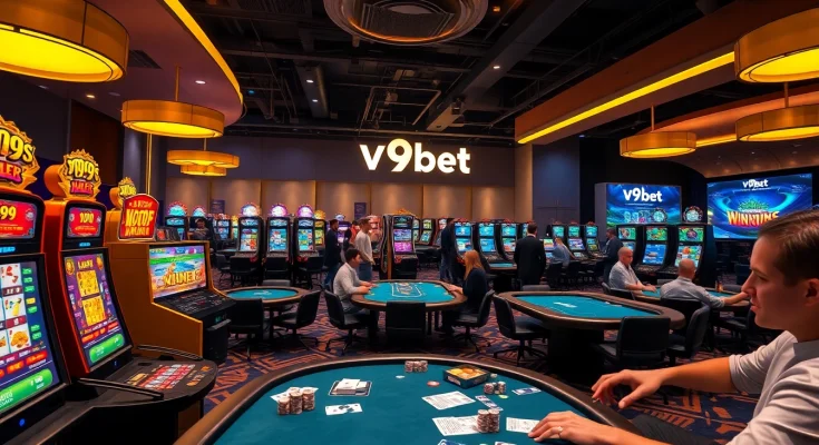 Diverse gaming experience at V9bet casino showcasing exciting slots and card games