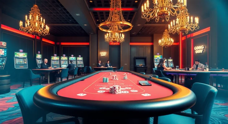 Menampilkan suasana kasino yang hidup dengan link sbobet di meja permainan yang menawan.