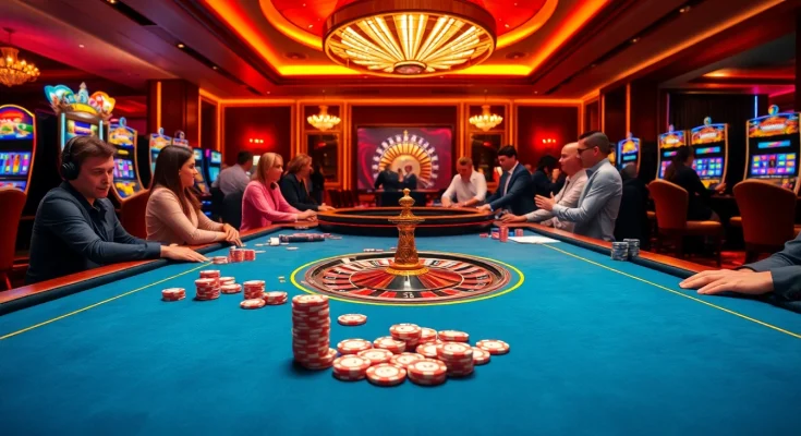 Exciting gambling scene at 79king 01com showcasing players at a casino table with poker chips.