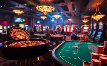 Experience the excitement of lc88 casino games with vibrant roulette wheels, poker tables, and colorful chips.