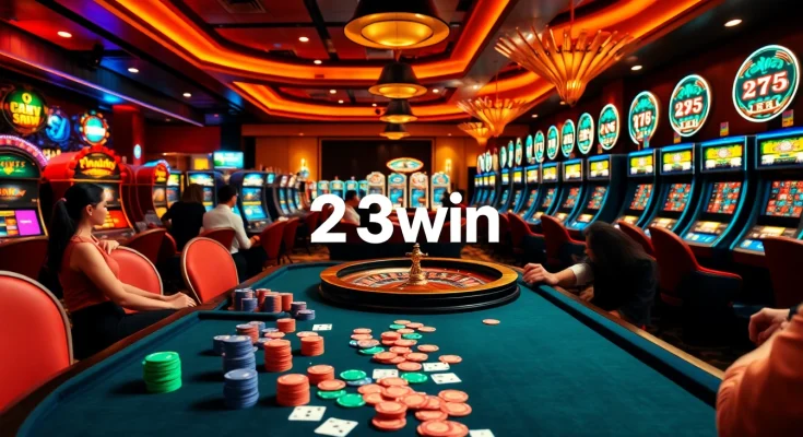 Experience the thrill of gambling at 23win, with vibrant casino tables and engaging gameplay elements.