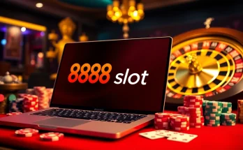 Rasakan sensasi dengan 888slot di tengah elemen casino yang berwarna-warni seperti slot, kartu, dan roulette!