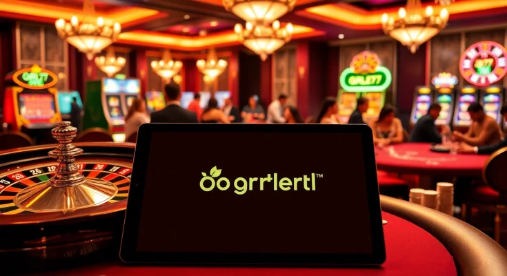 Gori77 enhances the casino experience as players engage at roulette tables in a vibrant setting.