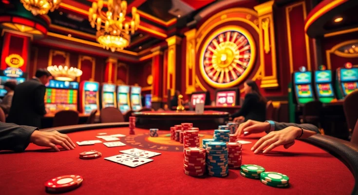 Experience thrilling poker at 23win with vibrant casino lights and engaging gameplay.